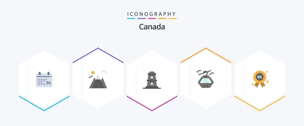 Canada Flat Icon Pack Including Quality Award Tower Scandinavia Canada — Stock Vector