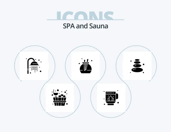 Sauna Glyph Icon Pack Icon Design Shower Stone Sauna — Stockvector