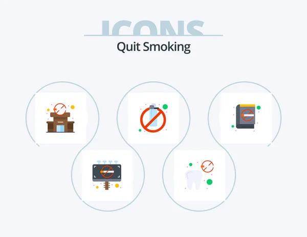 Quit Smoking Flat Icon Pack Icon Design Lighter Fire Tobacco — ストックベクタ