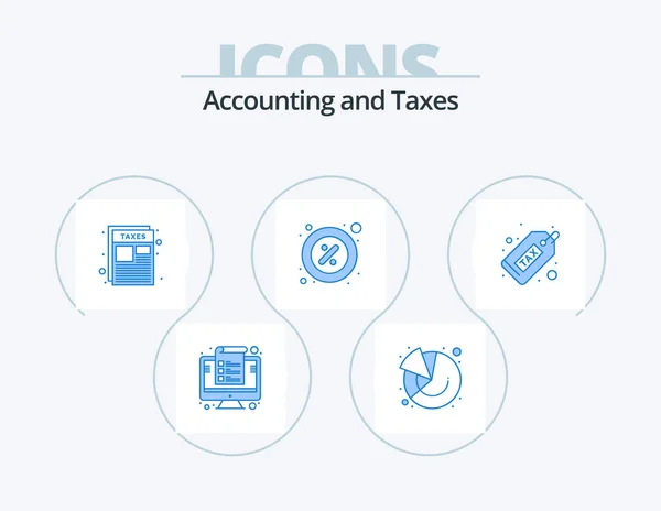 Taxes Blue Icon Pack Icon Design Rent Percent Marketing Part — Vetor de Stock