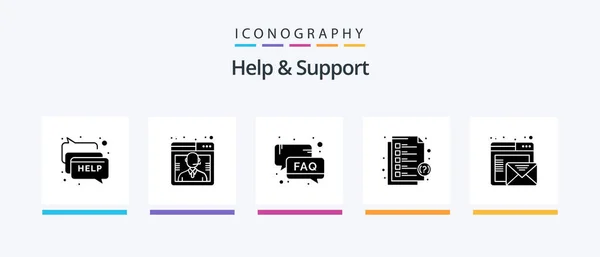 Help Support Glyph Icon Pack Including Browser Message Faq Help — Vetor de Stock