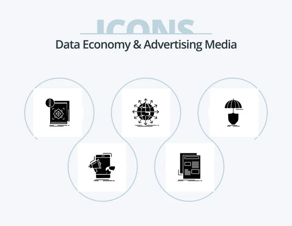 Data Economie Reclame Media Glyph Icoon Pack Icoon Design Pijl — Stockvector