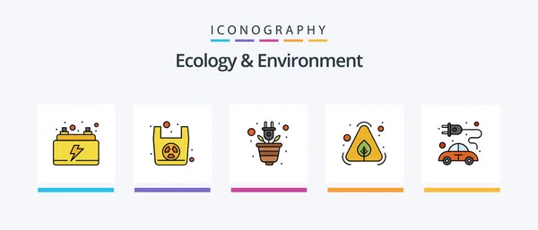 Ekologie Životní Prostředí Vyplněno Icon Pack Včetně Ekologie Uložit Organické — Stockový vektor