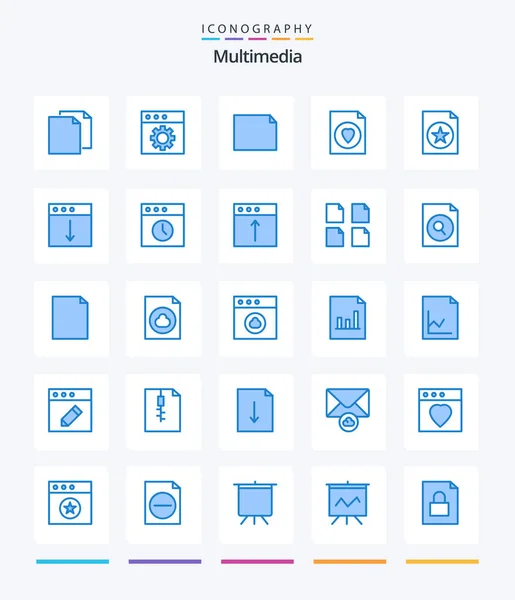 Creative Multimedia Blue Icon Pack App Export File Download File — Stock Vector