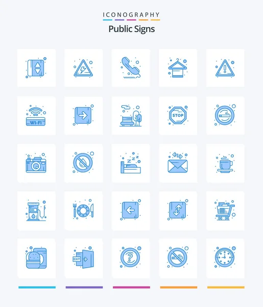 Creative Public Signs Kék Ikoncsomag Mint Például Figyelem Divat Telefont — Stock Vector