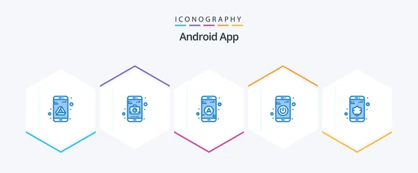 Android App Blue Icon Pack Including Privacy Map Data Turn — Wektor stockowy