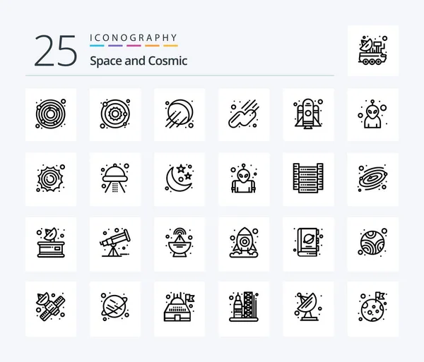 Space Line Icon Pack Including Astronomy Monster Space Avatar Startup — Stockový vektor