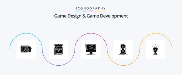 Game Design Game Development Glyph Icon Pack Inkl Early Zugang — Stockvektor