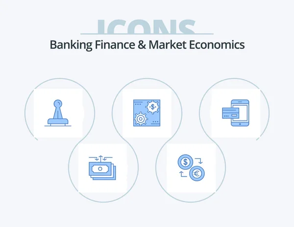 Banking Finance Market Economics Blue Icon Pack Icon Design Mark — Stockvektor
