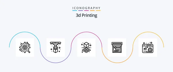 Printing Line Icon Pack Including Printer Printing Shape — 图库矢量图片