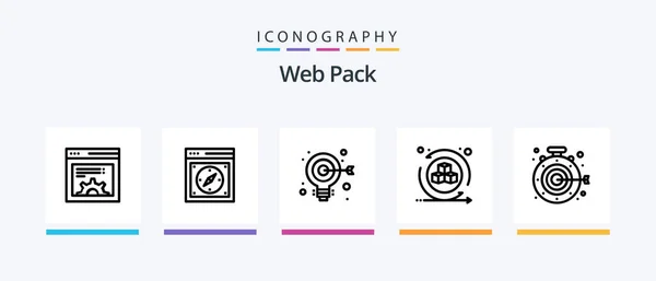 Web Pack Line Icon Pack Включаючи Шар Проектування Інтерфейс Програмування — стоковий вектор
