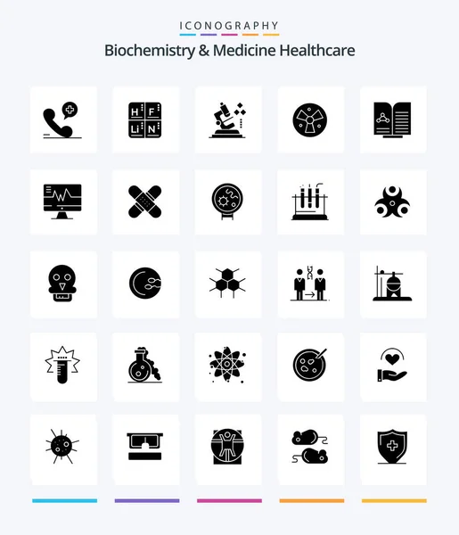 Creative Biochemistry Medicine Healthcare Glyph Solid Black Icon Pack Test — Stock Vector