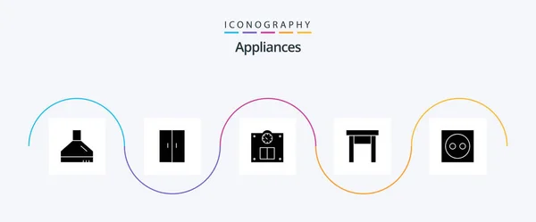 Appliances Glyph Icon Pack Including Light Appliances Scales Apartment Home — Vetor de Stock
