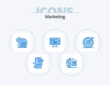 Marketing Blue Icon Pack 5 Icon Design. goal. marketing. shopping. online. marketing