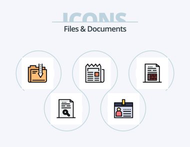 Files And Documents Line Filled Icon Pack 5 Icon Design. document. data. payment. file. database