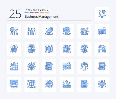Business Management 25 Blue Color icon pack including finance. business. management. graph. business