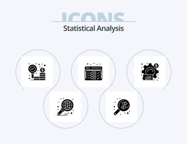 Statistical Analysis Glyph Icon Pack 5 Icon Design. analysis. optimize. finance. development. research