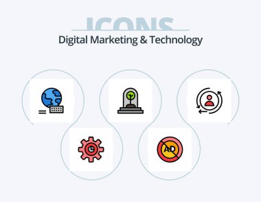 Digital Marketing And Technology Line Filled Icon Pack 5 Icon Design. online. marketing. promotion. profile. close