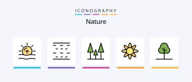 Nature Line Filled 5 Icon Pack Including . tree. night. nature. forest. Creative Icons Design