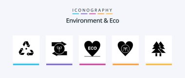 Environment And Eco Glyph 5 Icon Pack Including like. favorite. green eco. environment. environment. Creative Icons Design