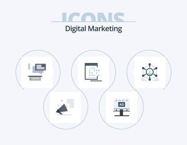 Digital Marketing Flat Icon Pack 5 Icon Design. dot. app. billboard. mobile. chating