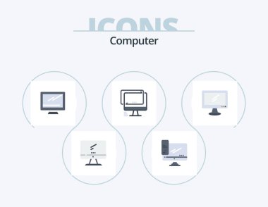 Computer Flat Icon Pack 5 Icon Design. . pc.