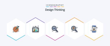 Design Thinking 25 FilledLine icon pack including tools. phone. design. design. search
