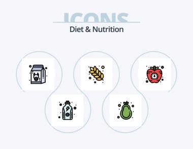 Diet And Nutrition Line Filled Icon Pack 5 Icon Design. diet. soda. cherries. drink. coke