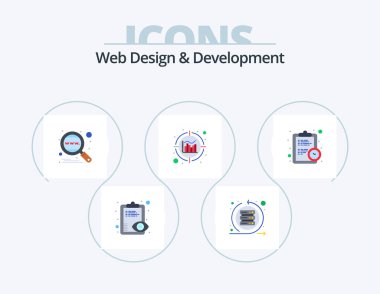 Web Design And Development Flat Icon Pack 5 Icon Design. clock. data. server. analytics. search