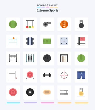 Creative Sport 25 Flat icon pack  Such As volleyball. ball. whistle. weight. gym