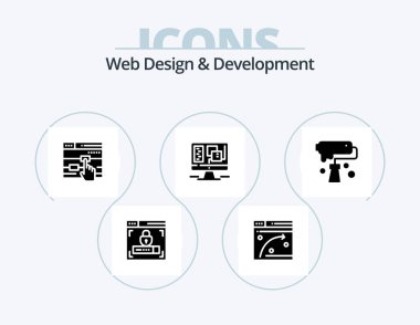 Web Design And Development Glyph Icon Pack 5 Icon Design. window . computer . hosting. touch