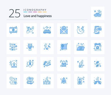Love 25 Blue Color icon pack including love. wedding. couple. mail. heart
