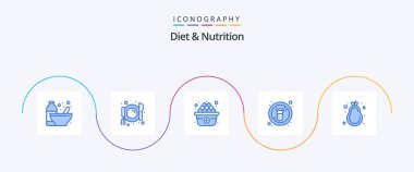 Diet And Nutrition Blue 5 Icon Pack Including nutrition. fruit. diet. medicine. no