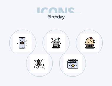 Birthday Line Filled Icon Pack 5 Icon Design. birthday. note. birthday. music. birthday