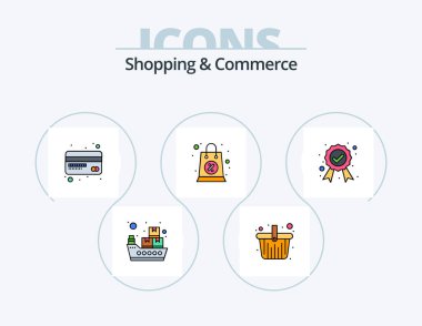 Shopping And Commerce Line Filled Icon Pack 5 Icon Design. shop. basket. mobile. cart. shop