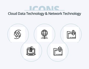 Cloud Data Technology And Network Technology Line Icon Pack 5 Icon Design. connection. arrow. computer. gear. cloud