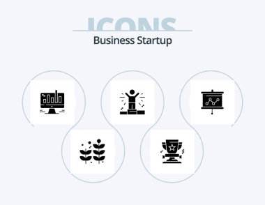 Business Startup Glyph Icon Pack 5 Icon Design. business . web. medal . graph . chart