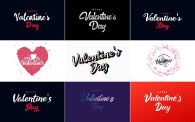Happy Valentine's Day greeting card template with a floral theme and a red and pink color scheme
