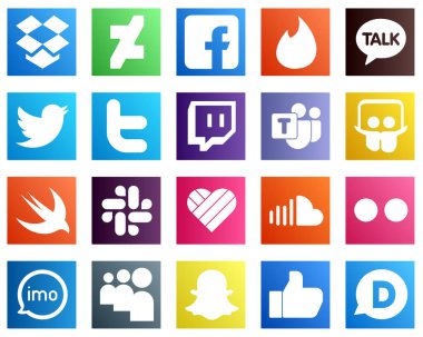 20 Social Media Icons for Your Branding such as sound. likee. tweet. slack and slideshare icons. Editable and high resolution