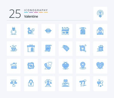 Valentine 25 Blue Color icon pack including fm. radio. gander. beauty. valentines