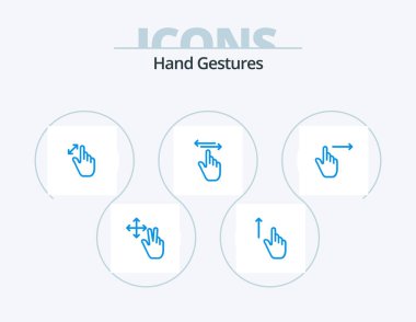 Hand Gestures Blue Icon Pack 5 Icon Design. right. hand. expand. gestures. touch