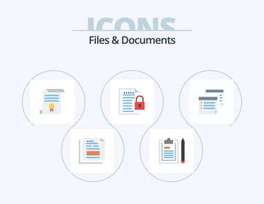 Files And Documents Flat Icon Pack 5 Icon Design. file. data. notepad. education. diploma
