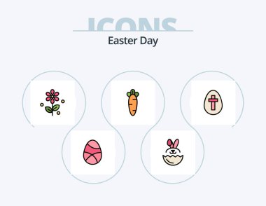 Easter Line Filled Icon Pack 5 Icon Design. holiday. easter egg. easter. rabbit. bynny