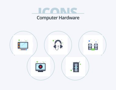 Computer Hardware Flat Icon Pack 5 Icon Design. speaker. hardware. sketch. computer. hardware