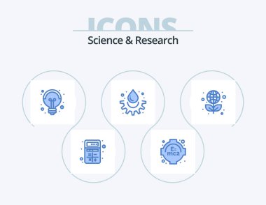 Science Blue Icon Pack 5 Icon Design. globe. experiment. electricity. drop. energy