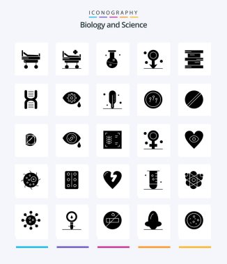 Creative Biology 25 Glyph Solid Black icon pack  Such As dna. hazardous. biology. chemistry. biochemistry
