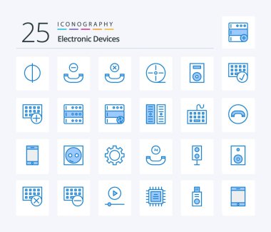 Devices 25 Blue Color icon pack including devices. computers. gadgets. turntable. products