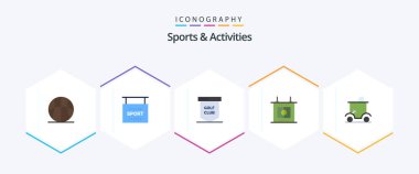 Sports and Activities 25 Flat icon pack including cart. game. sports. football. sport