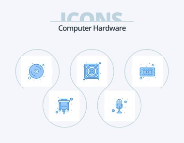 Computer Hardware Blue Icon Pack 5 Icon Design. computer. supply. talk. power. hardware