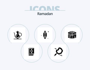 Ramadan Glyph Icon Pack 5 Icon Design. lantern . praying. religion. islam